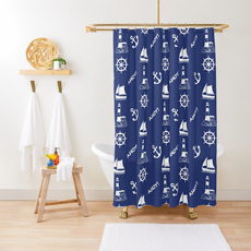 sailing pattern shower curtain